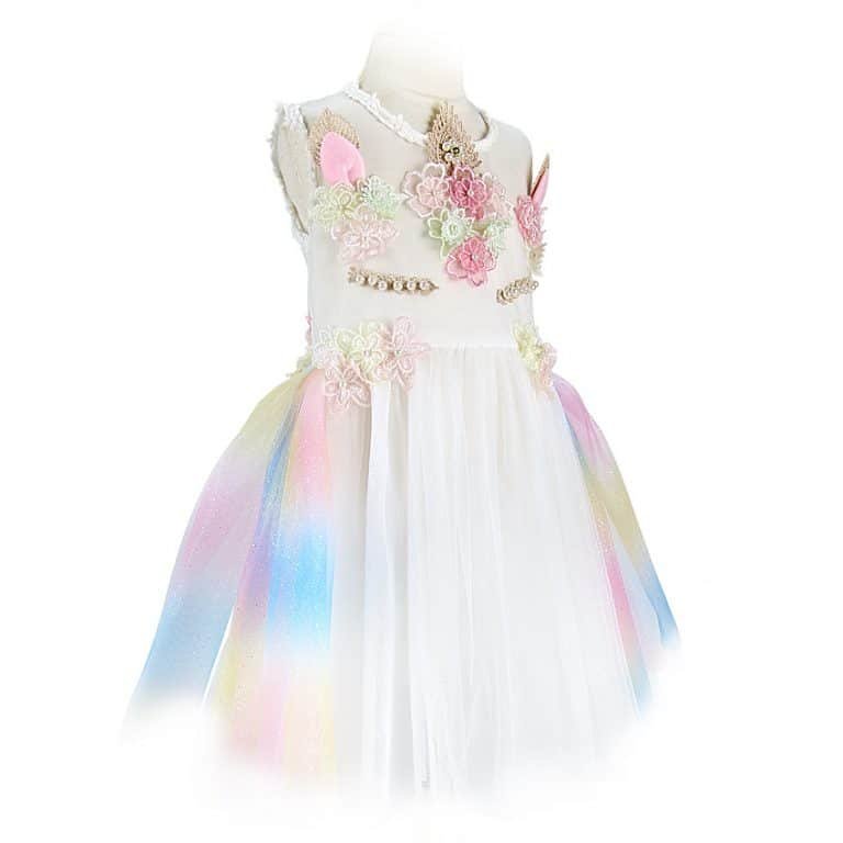 Unicorn Flowers Embroidery Princess Dresses
