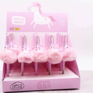 0.5mm Black Ink Kawaii Unicorn Ball Plush Pendant Gel Pen