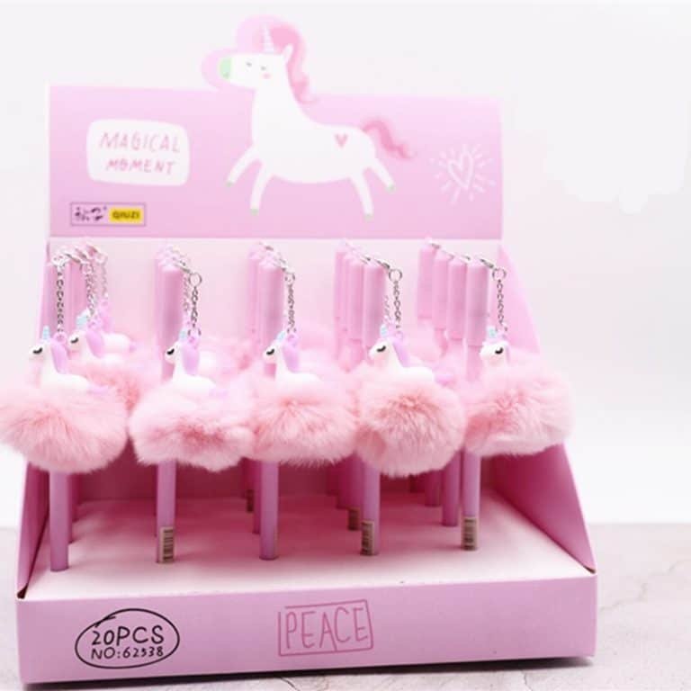 0.5mm Black Ink Kawaii Unicorn Ball Plush Pendant Gel Pen