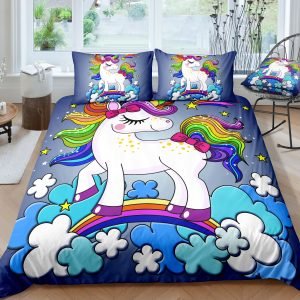 Cloudy Rainbow Unicorn Bedding Set