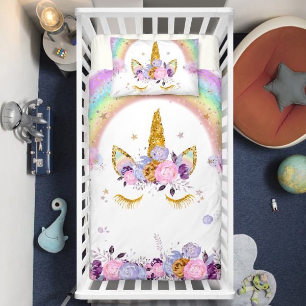 Flowers Unicorn Lash Crib Bedding Set