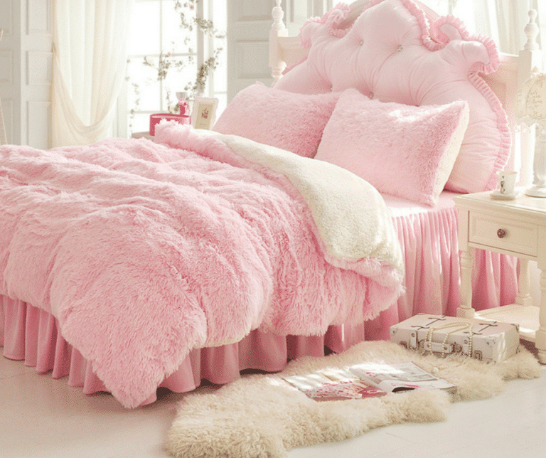 Princess Fluffy Bedding Set, Faux Fur Comforter, Fuzzy Comforter
