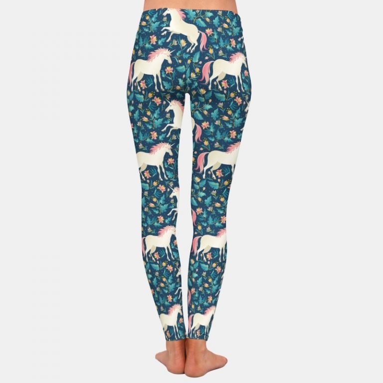 Women Unicorn Printing Black Leggings