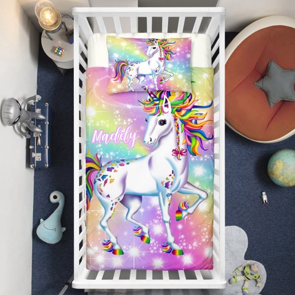 Personalized Bling Bling Unicorn Lash Crib Bedding Set