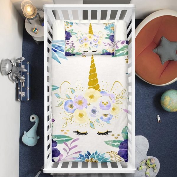 Purple Dreaming Unicorn Crib Bedding Set