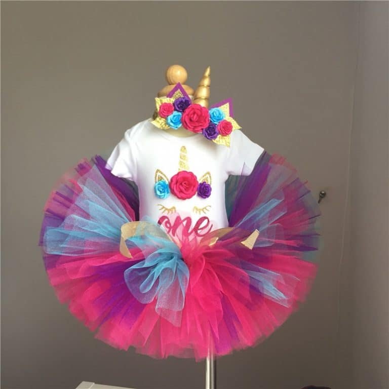 Unicorn One Year Romper Headband Tutu Dresses