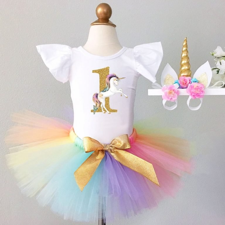 Unicorn One Year Romper Headband Tutu Dresses