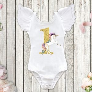 Unicorn One Year Romper Headband Tutu Dresses