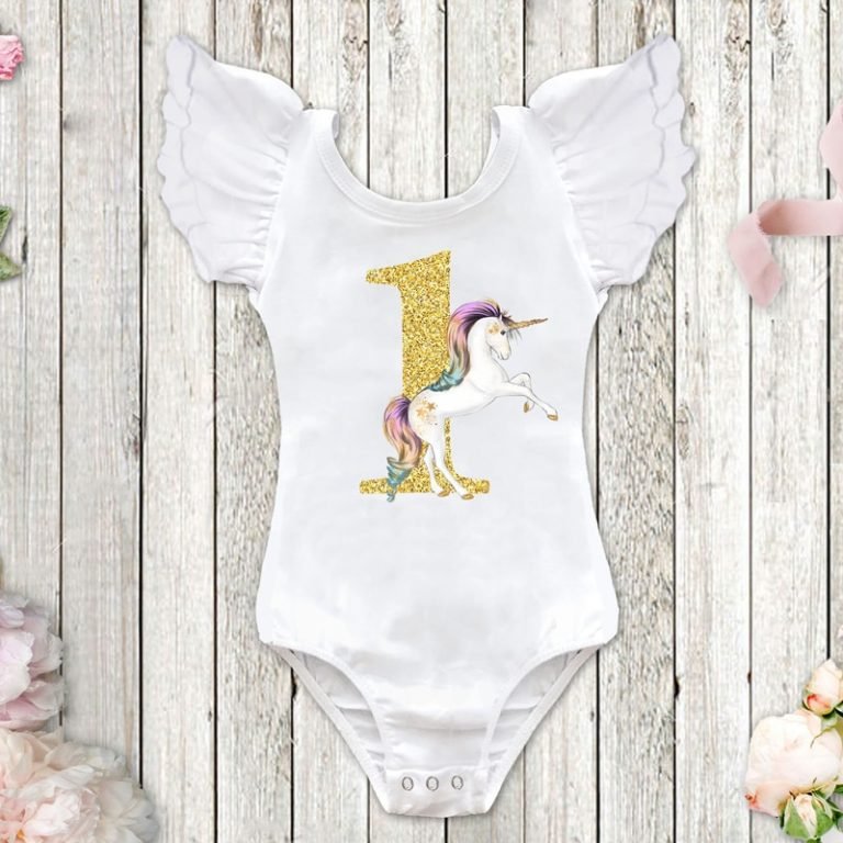 Unicorn One Year Romper Headband Tutu Dresses