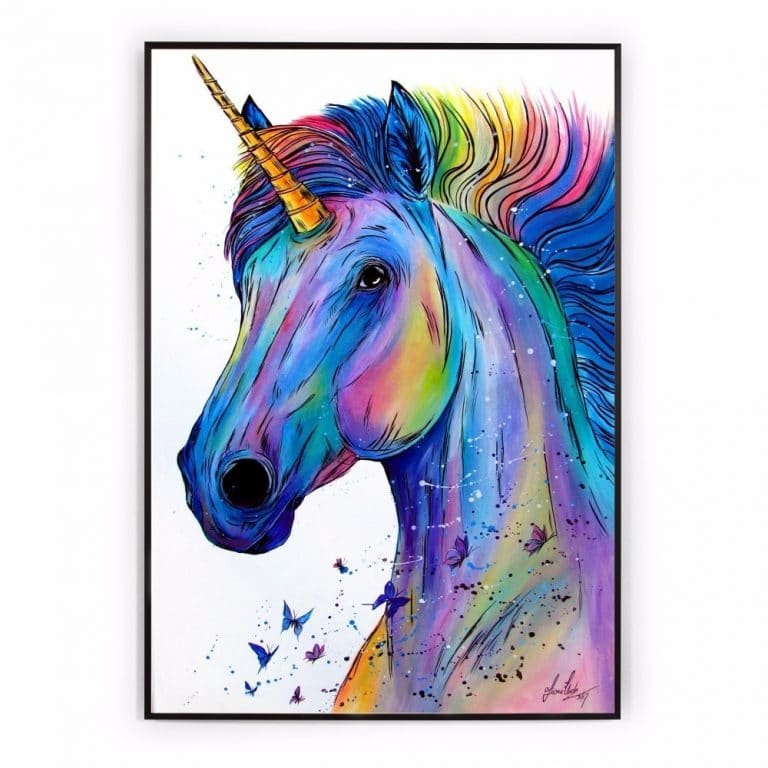 Unicorn Watercolor Canvas Art Poster Wall