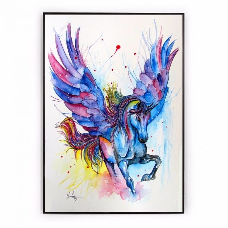 Unicorn Watercolor Canvas Art Poster Wall
