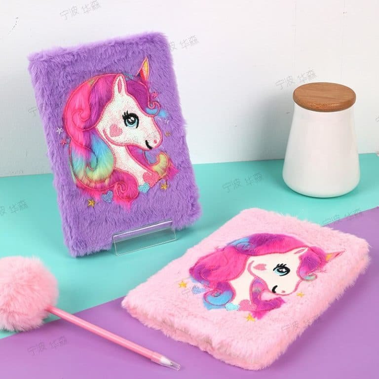 Unicorn Plush Cover A5 Notebook