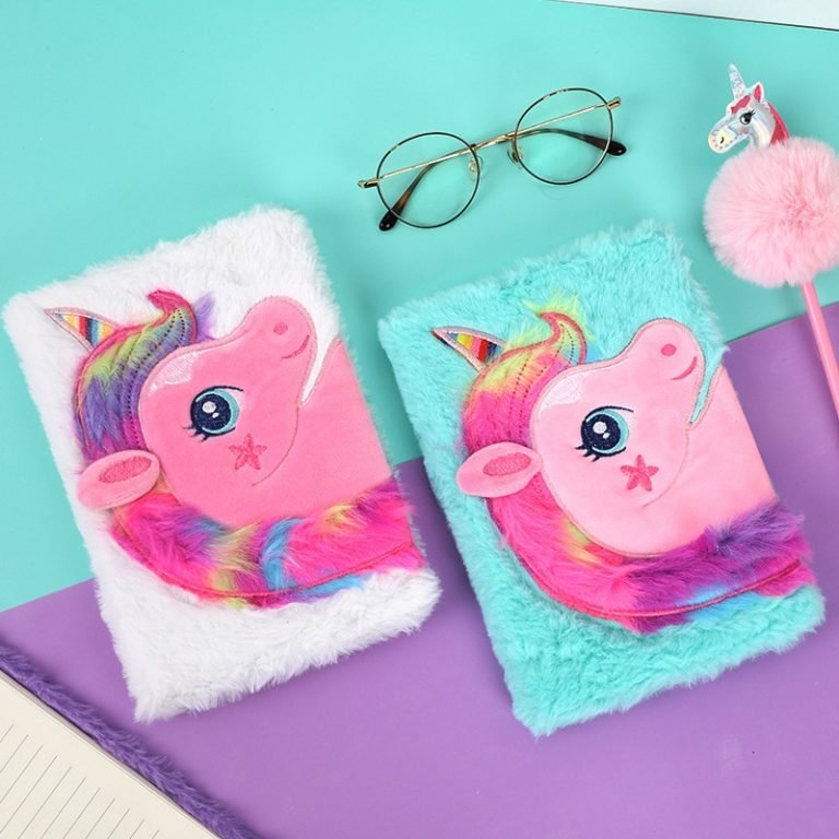 Unicorn Plush Cover A5 Notebook