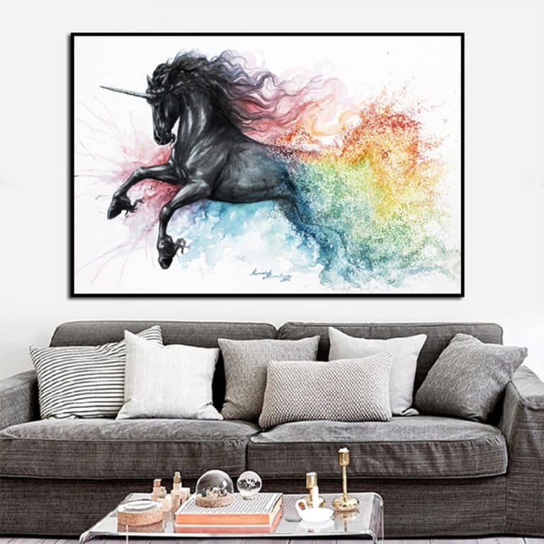 Beautiful Black Unicorn Canvas Wall Decoration