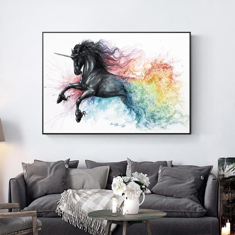 Beautiful Black Unicorn Canvas Wall Decoration