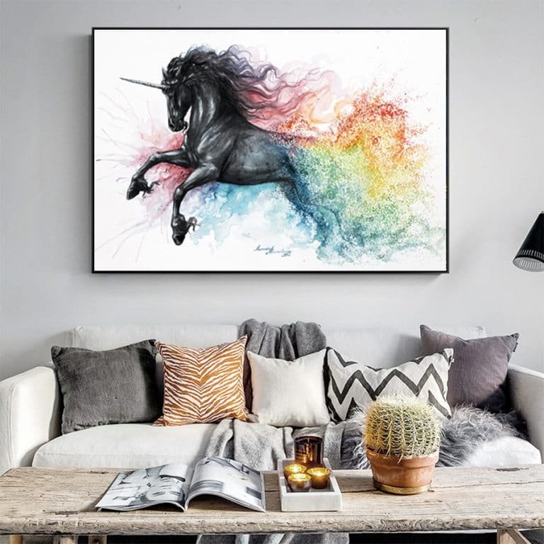 Beautiful Black Unicorn Canvas Wall Decoration