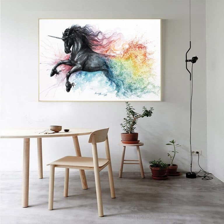 Beautiful Black Unicorn Canvas Wall Decoration