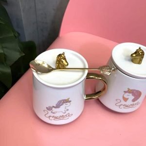 Super Cute Unicorn Mug with Lid and Spoon
