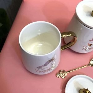 Super Cute Unicorn Mug with Lid and Spoon