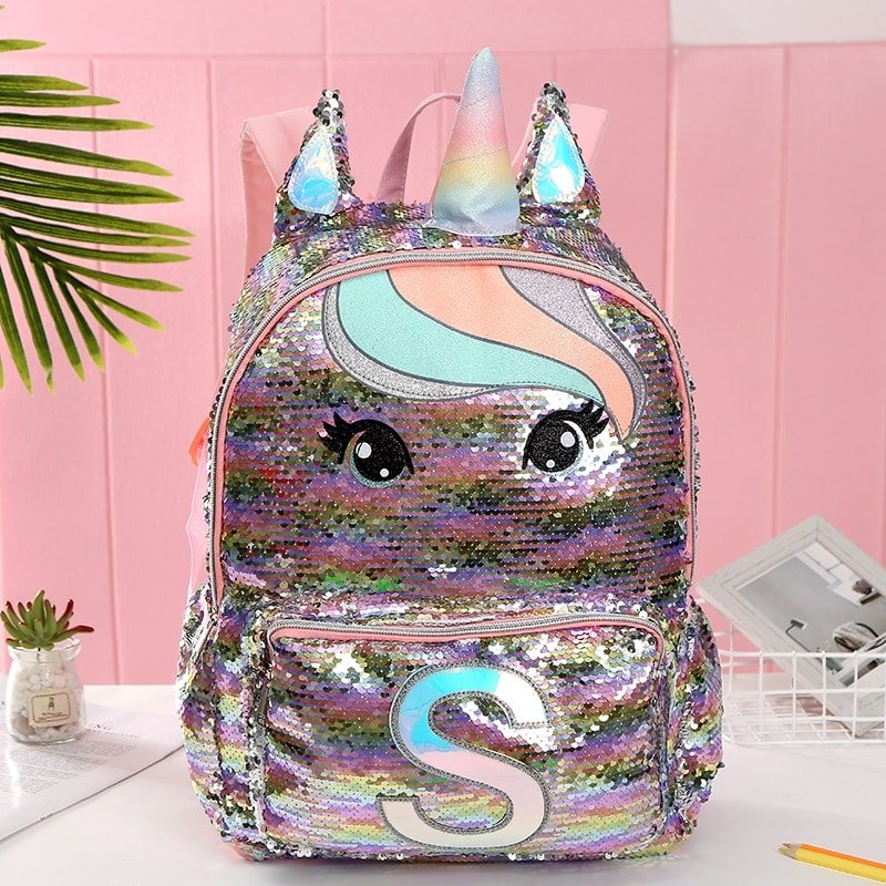 Hologram Sequin Unicorn Hooded Backpack