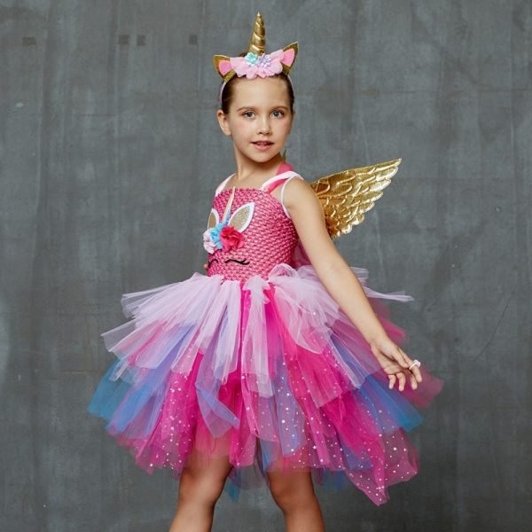 Glittery Unicorn Princess Pageant Flower Tutu Dress