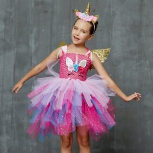 Glittery Unicorn Princess Pageant Flower Tutu Dress
