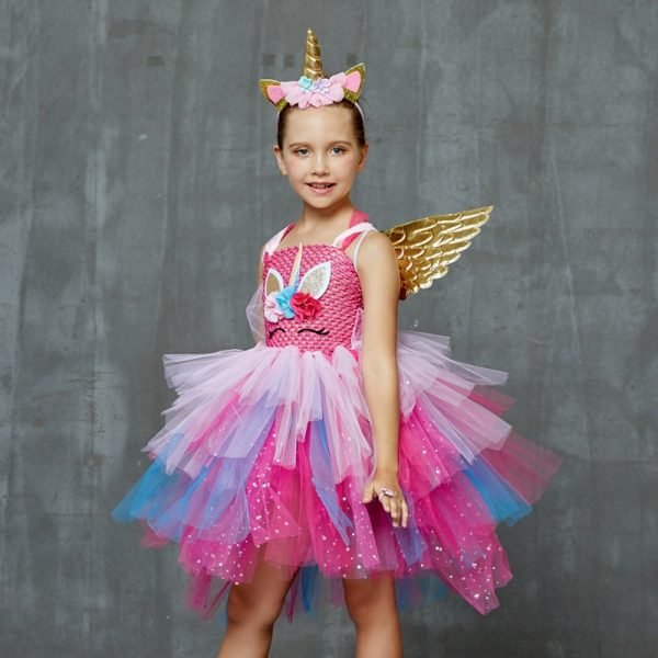 Glittery Unicorn Princess Pageant Flower Tutu Dress