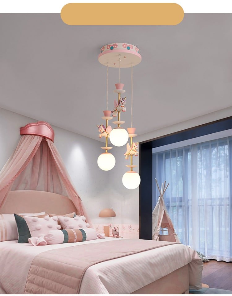 Unicorn Pendent Light For Girl Princess Bedroom