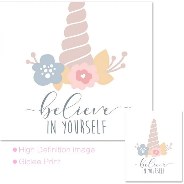 Floral Unicorn Wall Art Canvas Painting Posters