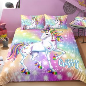 Personalized Rainbow Girl Bedding Set