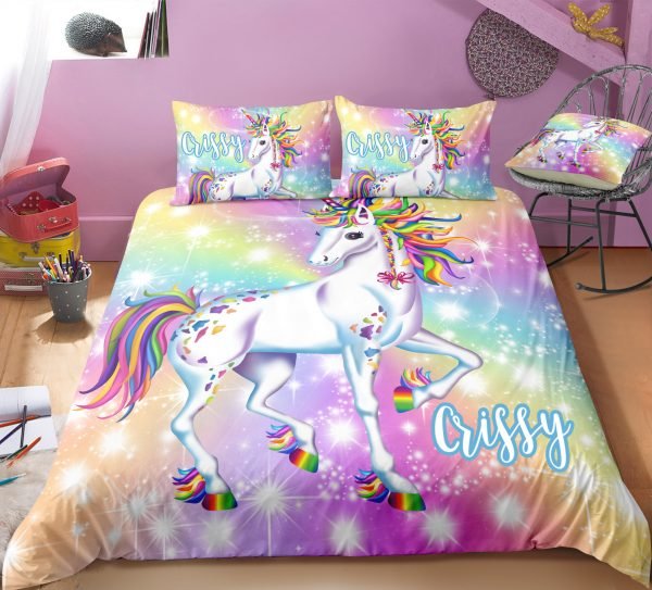 Personalized Rainbow Girl Bedding Set