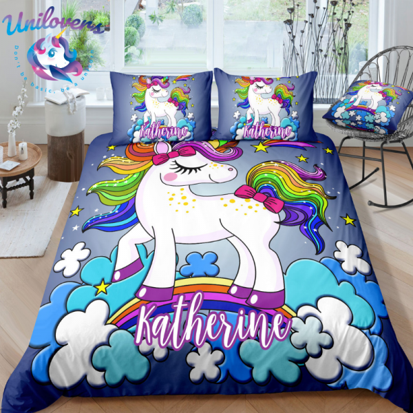 Personalized Cloud Little Girl Bedding Set
