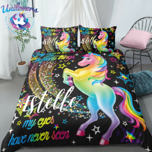 Personalized Rainbow Kids Bedding Set, Girl Bedding Set