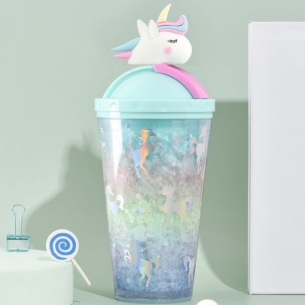 Unicorn Glitter Water Bottle with Straw