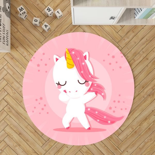Unicorn Round Carpet For Bedroom