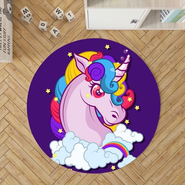 Purple Unicorn Round Rug