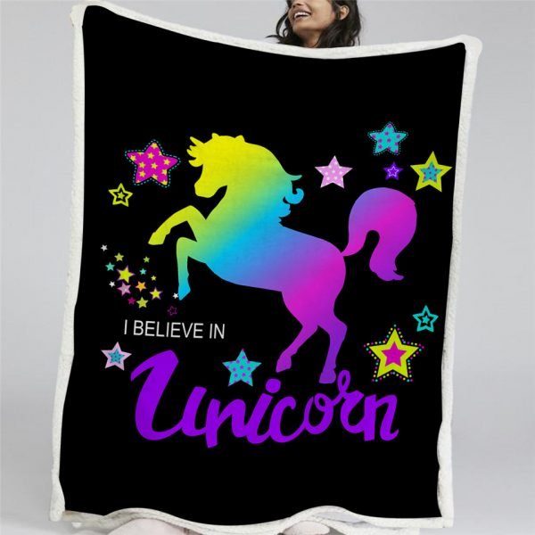I Believe In Unicorn Sherpa Fleece Blanket