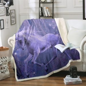 3D Purple Unicorn Sherpa Fleece Blanket