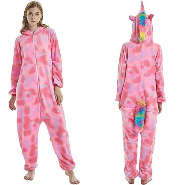 Pink Star Unicorn Costume Onesie For Women
