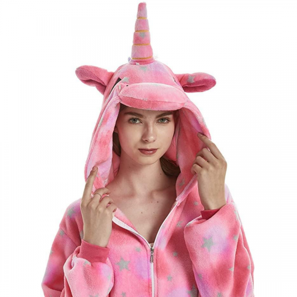 Pink Star Unicorn Costume Onesie For Women
