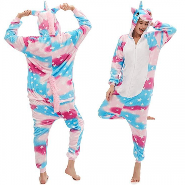 Pink Blue Unicorn Costume Onesie For Women