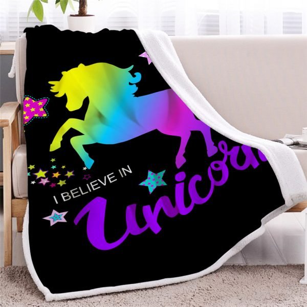 I Believe In Unicorn Sherpa Fleece Blanket