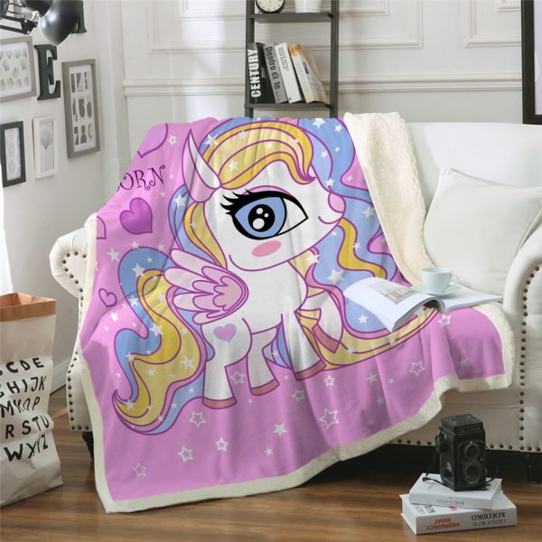 Little Unicorn Themed Sherpa Fleece Blanket
