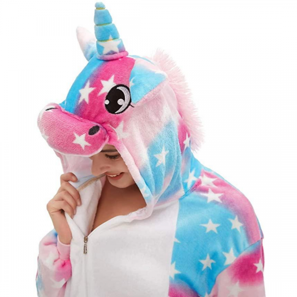 Pink Blue Unicorn Costume Onesie For Women