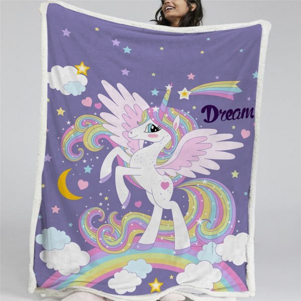Rainbow Winged Unicorn Sherpa Fleece Blanket
