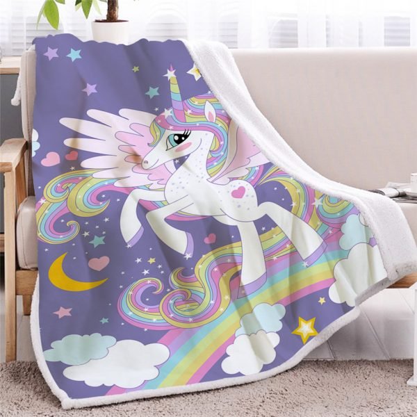 Rainbow Winged Unicorn Sherpa Fleece Blanket