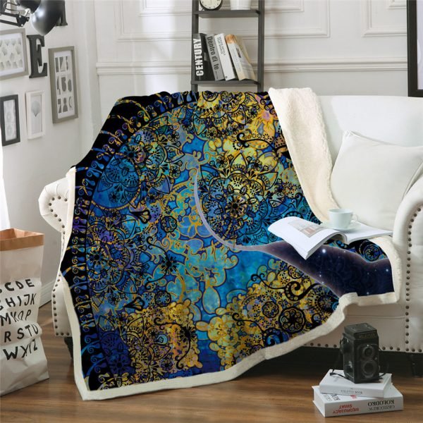 Mandala Unicorn Themed Sherpa Fleece Blanket