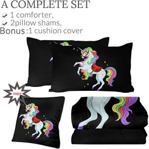 4 Pieces Miracle Rainbow Unicorn Comforter Set