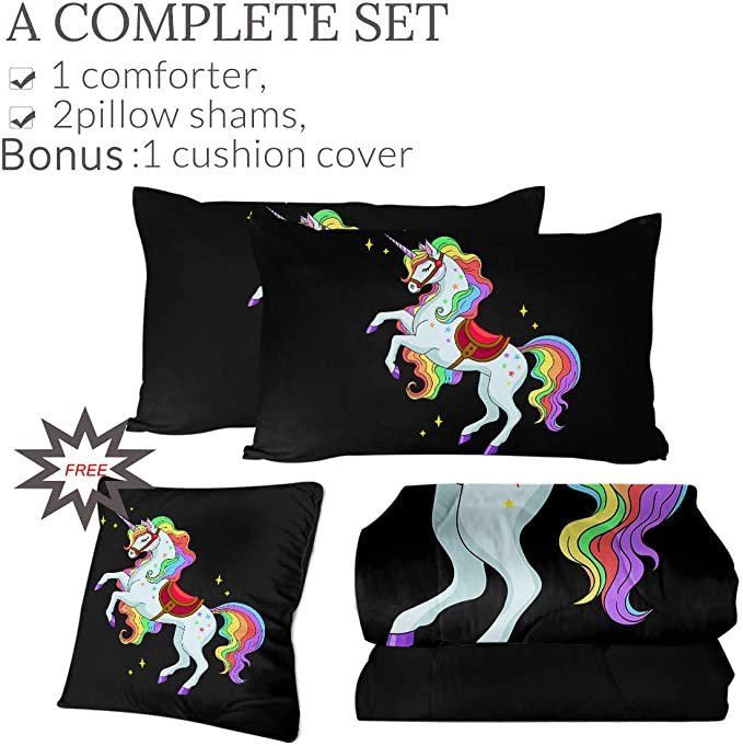 4 Pieces Miracle Rainbow Unicorn Comforter Set | Unilovers