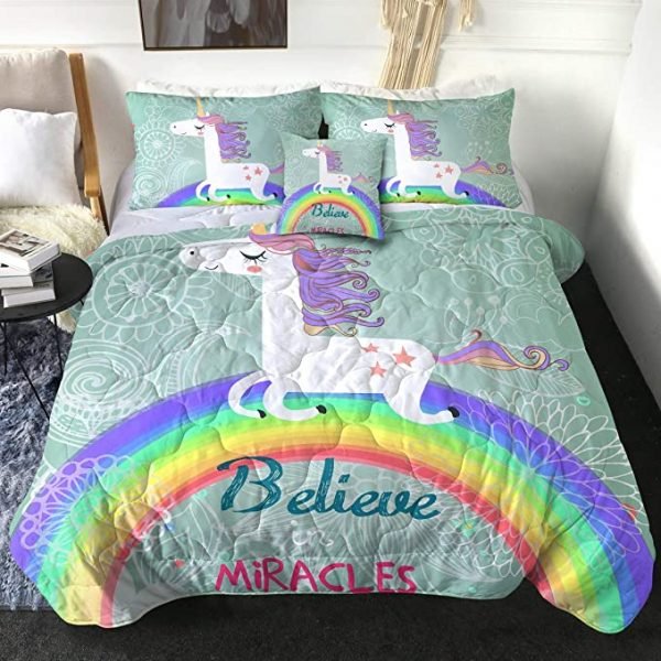 4 Pieces Miracle Unicorn Comforter Set